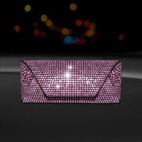 Portable Shiny Diamond Car Glasses Case Crystal Bling Rhinestone Sunglasses Box Sunglasses Storage Box Men violetinė