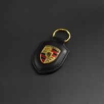 Leather Shield Car Keychain Men Women Gift Lanyard Key Ring Jewelry For Porsche 911 Cayenne Cayman Panamera Macan Taycan Boxster lqzh68 black