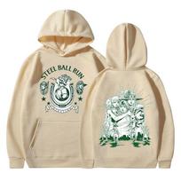 Japoniški Anime Jojo Bizarre Adventure Hoodies STEEL BALL RUN Manga Grafiniai Megztiniai Vyriški Moteriški Ilgomis Rankovėmis Vilnos Puloveriai 3XL beige