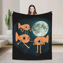 Funny Fish Le Poisson Steve Est Orange Fleece Throw Blanket Meme for Bed Knitted Blanket Car Thin Breathable 30x40in black