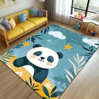 Super Soft Panda Rug for Living Room Cute Kids Game Mat Fluffy Carpet Home Decor Floor Mat Non Slip 50x80cm-20x31in blue