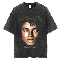 Skalbti vintažiniai Michael Jackson King of Pop marškinėliai vyrams moterims retro gotikiniai roko marškinėliai vyriški punkovers size marškinėliai Streetwear M black