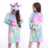 Vaikams Mergaitėms Chalatas Kigurumi Vienaragis Pižama Vaikams Colar Vilna Berniukams Chalatai Naktiniai Kūdikiams Pižama Su Gobtuvu Chalatas 140 gray