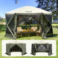 VEVOR Pop Up Gazebo Tent, Pop-Up Screen Tent 6 Sided Canopy Sun Shelter with 6 Removable Privacy Wind Cloths & Mesh Windows žalia