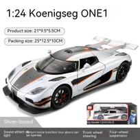 1/24 Scale Koenigsegg One Collectible Ornament with Sound, Light, and Feedback Function , Alloy Sports Car Toy Gift for Boys balta