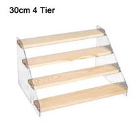 2-4 pakopų akrilinis medinis vitrinos stovas laikiklis odos priežiūros produktams 30cm 4 Tier
