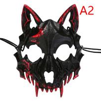 Helovino kaukė pusės veido kaukė Cos Dragon God Fierce Tiger Night Fork Tengu Man Wolf Kaukė Performance Kaukolės kaukės A2 black