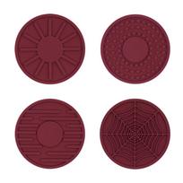 4 vnt. silikoninis padėkliukas kūrybingas apvalus universalus buitinis puodelio padėkliukas vandens puodeliui kavos puodeliui arbatos puodeliui Wine red 4pcs brown