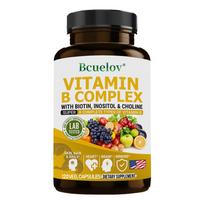 Bcuelov Vitamin B Complex Supplement  with Biotin, Inositol & Choline, 8 Complete B Vitamins, High Potency, 120 Caps 120 Capsules