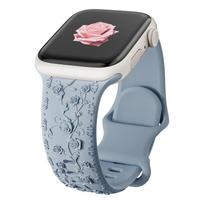 Gėlių raižyta apyrankė Apple Watch 40mm 44mm 41mm 49mm 45mm 38mm 42mm silikoninė apyrankė iwatch serija 9 7 se 6 8 ultra 2 38mm 40mm 41mm gray
