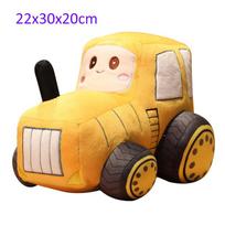 Simulation Tractor&Excavator Plush Toys Kawaii Car Dolls Stuffed Soft Vehicle Pillow Creative Christmas Birthday Gift for Kids yellow