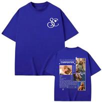 Singer Sabrina Carpenter Merch T-shirt Men Women Fashion Aesthetic Short Sleeve T-shirts High Quality Cotton Oversized T Shirts 4XL blue
