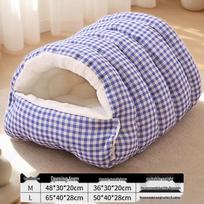 Visasezoninis skalbiamas augintinio lizdas: Jaukus uždaras guolis katėms ir šunims L - Large (for pets under 15 jin) blue