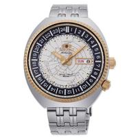 Orient Revival 1969 World Map Automatic 200m Two-Tone Gold Ivory Dial Watch RA-AA0E01S, Beige, Retro Sports.
