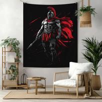 Spartan Warrior Tapestry Ancient Greek Warrior Wall Hanging Gothic Black and Red Bedroom Aesthetics Home Decoration 100X70CM gray