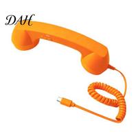 Laidinis telefono ragelis planšetiniam kompiuteriui Retro telefono ragelis Mobiliesiems telefonams, C tipo Vintažinis rankinis Ergonomiškas skambinimo priedas su mikrofonu oranžinė