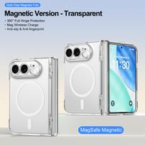 For iPhone Duo Ultra 18 Fold Case Transparent Magnetic Wireless Charging Hinge With Tempered Film Shockproof Cover Accessories iPhone Duo white