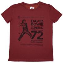 New David Bowie Ladies Slim Fit T-Shirt: Rainbow Theatre OFFICIAL red M black