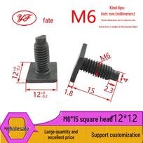 M6 kvadratinės galvutės T-formos griovelio varžtas bagažinės ir tualeto tvirtinimui. M6*15 (Edge 12*12*1.8) Grade 8.8 Military Green