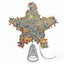 Lighted Christmas Tree Topper Star - Five- Star with Lights for Christmas Tree Decoration (Batteries Not Included) S sidabras