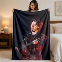 Harry Styles Print Flannel Blanket Cozy Warm Plush Throw Blanket For Bed Sofa Couch Indoor Household Use 75x90cm