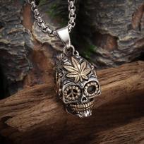 Gothic Ghost Skull Pendant Necklace for Men Retro Domineerin black