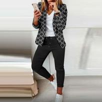 Vienspalvis moteriškas dviejų dalių laisvalaikio švarkas ir kelnės L gray