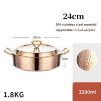 Thickened Golden Hammer Pattern Pot Special pot for induction cooker hotpot High grade 304 stainless steel double flavor hot pot beige