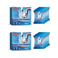 Fast Acting Drain Cleaner Powder Effective Hair & Grease Dissolver Odor Eliminator Fast-Acting Pipe Cleaner for Kitchen Bathroom 2BOX