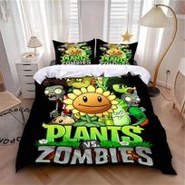 Plants vs Zombies Duvet Cover Pillowcase Bedding Set Adult Boy Girl Bedroom Decoration Children Gift Single Double Large Size EU Single 135*200cm/53x79in 3pcs white
