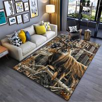 Majestic Deer with Camouflage Forest Design Non-slip rug suitable for living room and bedroom sofas 120x160cm( 47x62in ) gray