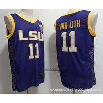 Mens LSU Tigers Basketball Jersey Cotton Blend Purple Gold Embroidered Team Uniform Sports Fan Wear XXXL gray
