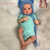 Gyvybiškos 49 cm atgimusios lėlės berniukams ir mergaitėms Loulou Awake Pilnas silikoninis korpusas 3D dažyta oda Naujagimiams Lėlė Vaikams Žaidimo draugo žaislas Gimtadienio dovanos cloth body gray