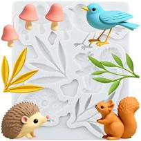 Hedgehog Squirrel Silicone Mold Mushroom Leaf Fondant Molds Cake Decorating Tools Cupcake Topper Candy Sugar Craft Gum Paste Polymer Clay pilka spalva