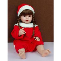 55 cm Reborn Girl lėlė, pilnas silikoninis korpusas, vonia, imitacija lėlė, nuostabiai atrodanti DouDou Rebirth lėlė vaikams, kalėdinė dovana red