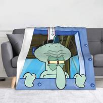 Juokingos šypsenėlės SpongeBobo Animaciniai Pledai Vilnos Juokingas Minkštas Mesti Pledas Namams Restoranui Ruduo/Žiema 100x150cm gray