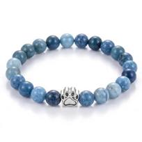 Mm Dog Paw Beaded Bracelet For Men White Pine Blue Pine Volcanic Stone 1 item mėlyna