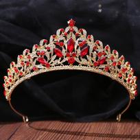 Barokinės senovinės raudonos krištolinės karūnos nuotakos tiara moterims vestuvėms Nauji elegantiški princesės galvos apdangalai plaukų papuošalų aksesuarai brown