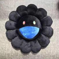 Daugiaspalvė 40cm Takashi Murakami Vaivorykštės Gėlės Pliušinė Pagalvė Su Besišypsančiais Veidais Black black
