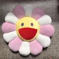 Daugiaspalvė 40cm Takashi Murakami Vaivorykštės Gėlės Pliušinė Pagalvė Su Besišypsančiais Veidais White Pink beige