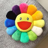 Daugiaspalvė 40cm Takashi Murakami Vaivorykštės Gėlės Pliušinė Pagalvė Su Besišypsančiais Veidais Colorful Yellow red