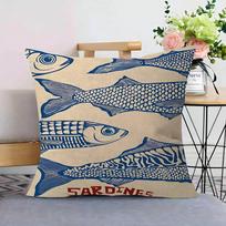 Colorful Sardine Lobster Fish Ocean Animal Pillow Cover For Bedroom Room And Living Room Sofa Decorative Cushion Cover 18x18Inch blue