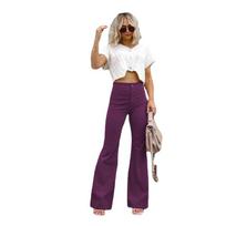 Moteriškos žiemos aukšto juosmens platėjančios veliūrinės kelnės Vienspalvės Elegantiškos Tamprios Slim Fit Laisvalaikio Šiltos Pilno Ilgio Varpelio formos kelnės 2XL fuksija