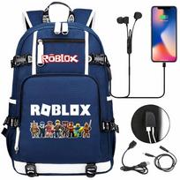 Roblox Žaidimų Pasaulis USB Didelės Talpos Paauglių Studentų Kuprinė Berniukams Mergaitėms Laisvalaikio Kelionėms ( 17inch )47cmx30cmx15cm