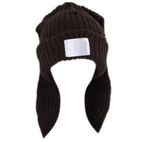 Triušio megzta kepurė Beanie Kepuraitė su ilgomis ausimis Nerta kepurė Mielas triušio kepurė Kepurės su triušio ausimis Moterims Žieminė Šilta kava