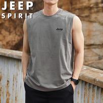 JEEP SPIRIT Men's Ice-Feel Sleeveless T-Shirt XL pilkšvai ruda