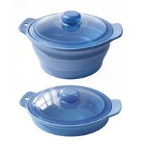 Food Grade Silicone Collapsible Steaming Pot Heat-resistant with Lid Silicone Steamer Foldable 1.25L Large tamsiai mėlyna spalva