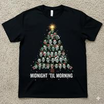 Midnight Til Morning Black Tree Christmas T-shirt Full size HL255 L gray
