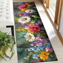 1 vnt. Gražus gėlėtas neslystantis skalbiamas kilimas-takelis prieškambariui, svetainei, miegamajam ir terasai 60x200cm