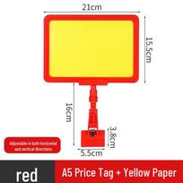 Trinamas dviejų stulpelių kainų etiketė prekybos centrams ir šviežio maisto parduotuvėms Red A5 Price Tag + Paper + Film (Adjustable)